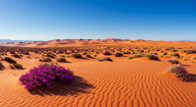 Vibrant wildflowers blooming in sundrenched desert