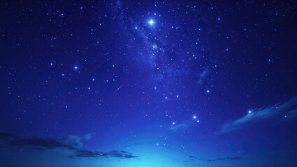 雲の向こうに見える星空と月、夜景