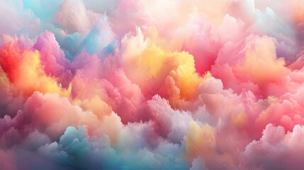 Naklejka premium Vibrant, colorful cloudscape; pastel hues blend in a dreamy, ethereal scene
