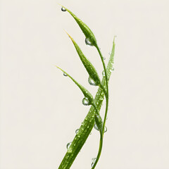 Naklejka premium A close-up of a grass stem with dewdrops, isolated on a transparent background, high-resolution