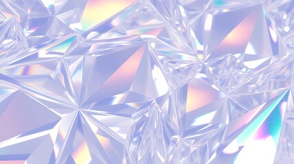 Abstract iridescent crystal background with pastel colors and geometric shapes