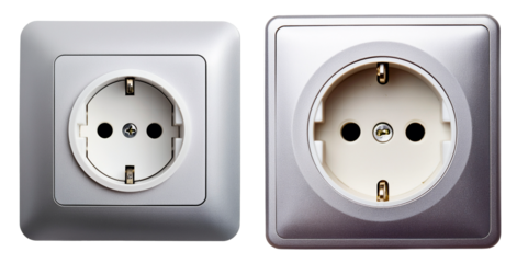 group of white electrical outlet isolated on white background