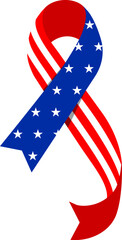 Memorial day element, Colorful ribbons in red, white, and blue designs for decoration.