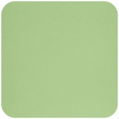 blank green tile made of craft cardboard against white background