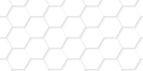 Abstract emboss white Hexagonal Background. Luxury White Pattern. Futuristic minimal honeycomb mosaic white background. geometric mesh cell texture. modern futuristic wallpaper.	
