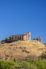 Fototapeta premium Castle of the Knights Templar of Aracena dominating the landscape in Andalusia, Spain
