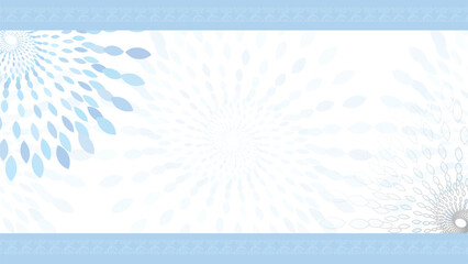 Blue abstract floral winter pattern with a greeting card design and copy space