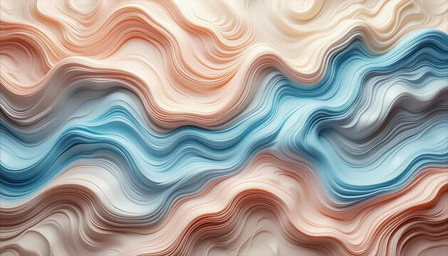 Motion topographic maps with contour lines, peach, blue and breige contour, top view. Slowly movement 