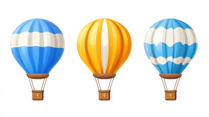 Obraz premium Colorful Hot Air Balloons with Unique Patterns on a White Background