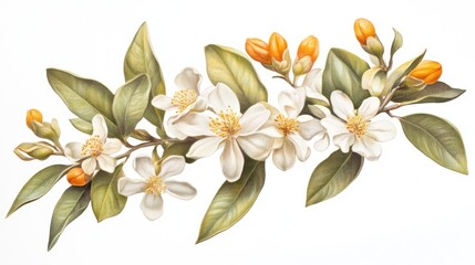 Obraz premium Delicate botanical artwork displaying floral sprigs with a pastel watercolor appearance