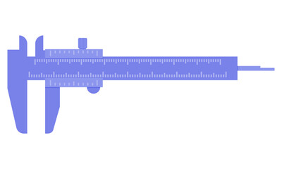 purple vernier caliper on white background. precision measuring instrument. measurement. industrial theme. education theme. vector illustration. simple design