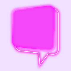 Neon speech bubble icon with purple colour | Glowing chat box with purple colour | Balloon speech Vector image | Talk bubble PNG