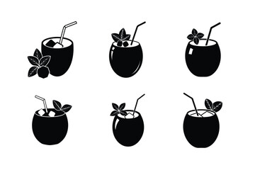 beach themed coconut drink vector
