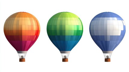 Obraz premium Colorful Hot Air Balloons in Various Patterns Floating in Sky