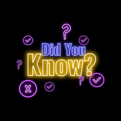 Vector Did You Know neon sign for download | Glowing Did You Know icon | Did You Know sticker