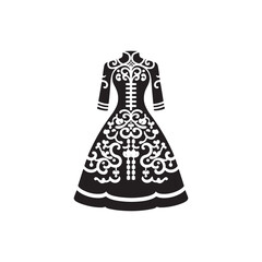 Modern Chinese Wedding Dress Vector Silhouette – Fusion of Tradition and Contemporary Elegance, Bold Red Hues, Intricate Details, and Cultural Symbolism.