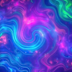 Fototapeta premium Vibrant swirling neon abstract art with glowing particles