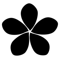 Elegant five petal flower in a minimalist black and white silhouette