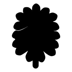 Silhouette of flower like object with scalloped edges in black and white