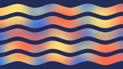 The minimalistic wave lines backdrop with colorful gradient and grainy effect. Abstract trendy design card with copyspace area for captions.