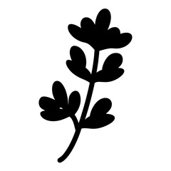 Stylized plant silhouette with heart shaped leaves, isolated on white backdrop