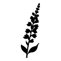 Black silhouette of a flowering plant, perfect for minimalist designs