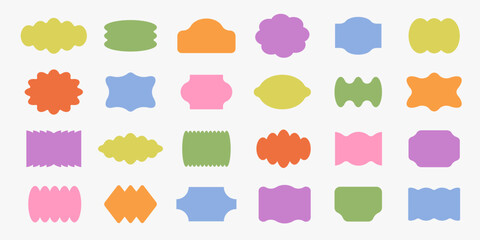 Set of minimalist design elements, geometric shapes and figures - abstract background frames elements for labels, branding, packaging, prints and social media posts. Vector illustration	