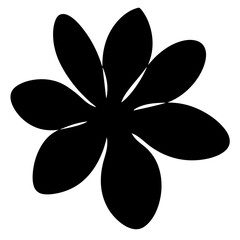 Stylized Flower Silhouette with Six Petals in Black and White Design