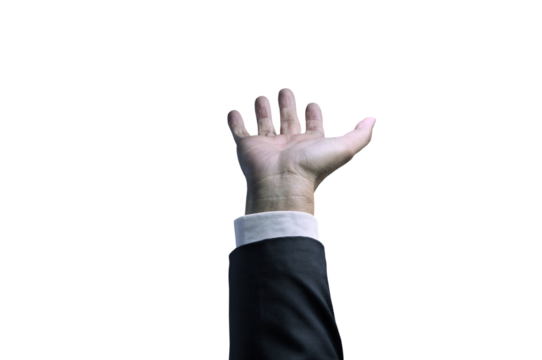 Businessman reaching out hand on white background
