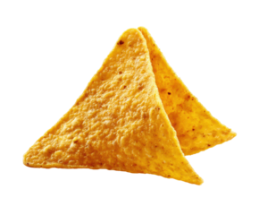 Crunchy tortilla chips for party snacks and gatherings on a transparent background, cut out