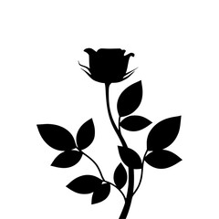 Black Rose Silhouette Vector Illustration