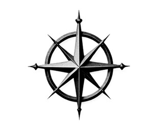 Vintage marine wind rose, nautical chart. Monochrome navigational compass with cardinal directions of North, East, South, West. Geographical position, cartography and navigation. Vector illustration