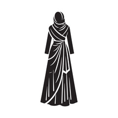 Naklejka premium Elegant Sabai Wrap Dress Vector Silhouette – Traditional Southeast Asian Wrap, Graceful Draping, Cultural Heritage, Feminine Charm, and Timeless Minimalist Design.