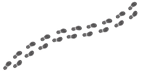 Vector illustration of Human Footprints Representing the Concept of Road or Journey in Black Color