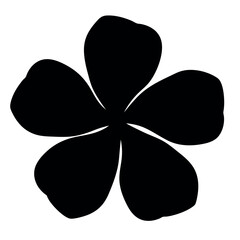 Monochrome floral silhouette of a five petaled flower against a white background