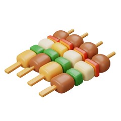 Assorted yakitori skewers cartoon