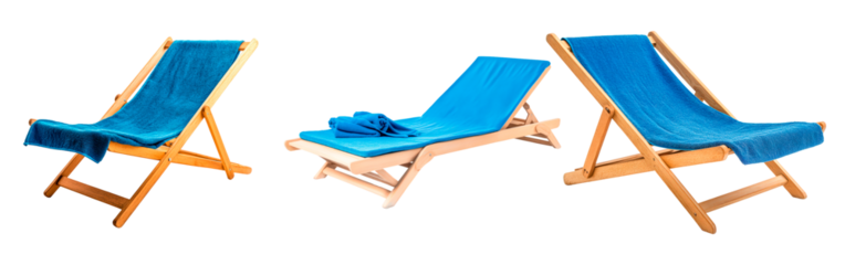 Relaxation chair on a sunny beach isolated on transparent background