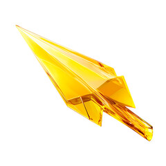 Futuristic Arrow with Striking Facets in Electric Yellow Isolated on Transparent Background