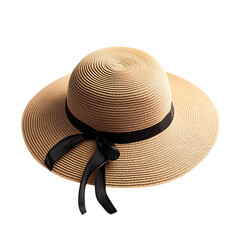 Refined Wide Brim Sun Hat with Minimalist Design Isolated on Transparent Background