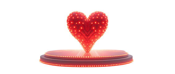 A Spinning Carousel in the Shape of a Glowing Red Heart with Tiny Heart-Shaped Seats Hanging