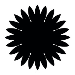 Monochrome Abstract Floral Shape with Stylized Petals in Black Silhouette