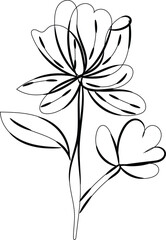 Elegant Single Line Drawing of a Simple Flower Bouquet