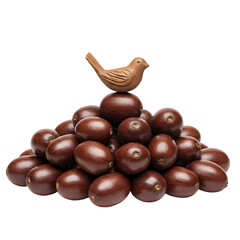 Chocolate Covered Almonds: Bird Decor on transparent background
