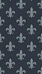 Fototapeta premium Seamless fleur de lis pattern dark blue background elegant design