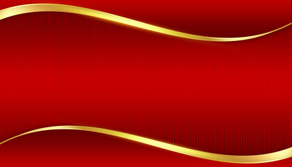 Abstract dark red gold curve wave modern luxury empty space center with line pattern background	