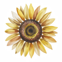 Fototapeta premium Watercolor Sunflower with Yellow Petals and Brown Center