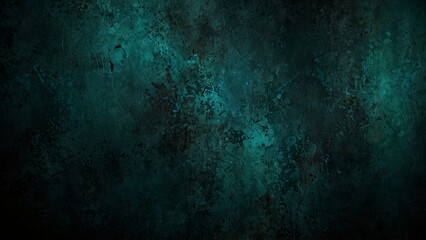 Obraz premium Abstract dark turquoise grunge background. Blue-green grunge banner. Decorative colorful rock texture.