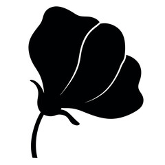 Minimalist silhouette of a beautiful sweet pea flower, elegant floral design