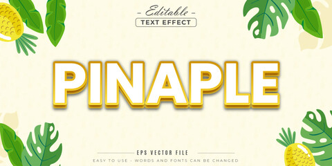 Pineapple glowing text, editable text effect.