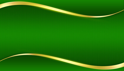Abstract dark green gold curve wave modern luxury empty space center with line pattern background	